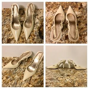 BCBGirls Ivory Slingback Heels Size 7 GUC